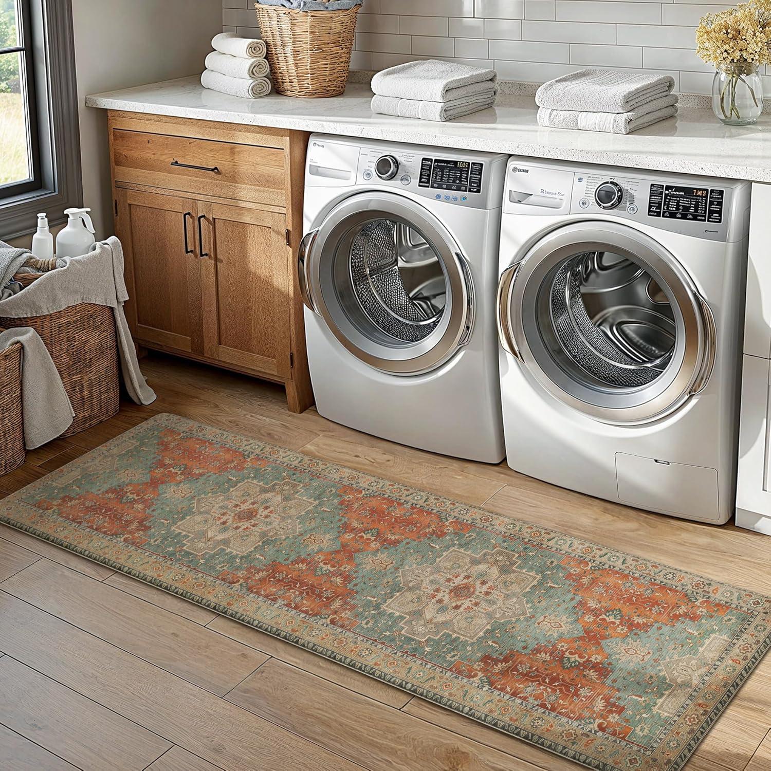 imageGENIMO Kitchen Mats for Floor 2PCs Washable Anti Fatigue Mat for Cushioned 173quotx47quot173quotx30quot Waterproof Kitchen Rugs Non Slip Comfort Standing Mat Rug for Home Sink Laundry Light GreenMulti Color
