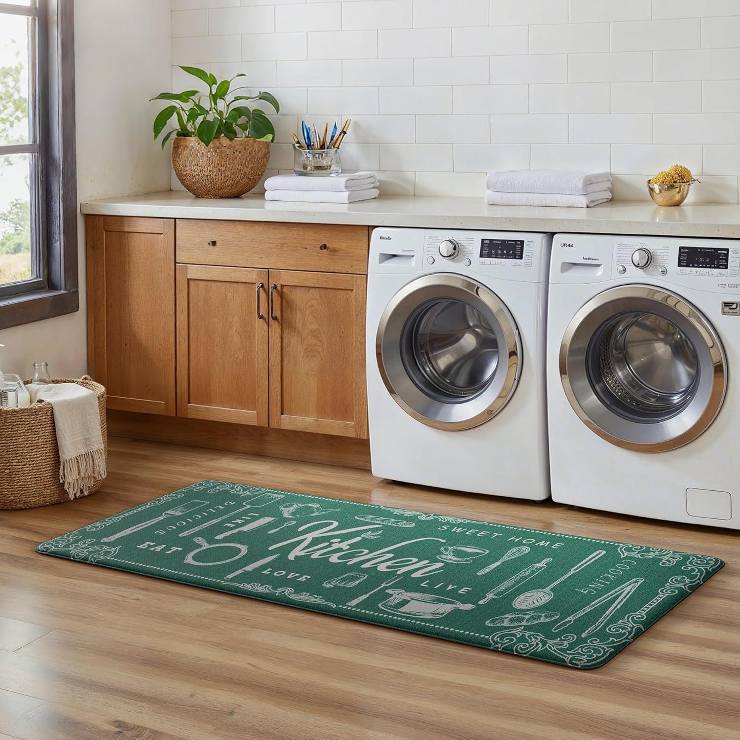 imageGENIMO Kitchen Mats for Floor 2PCs Washable Anti Fatigue Mat for Cushioned 173quotx47quot173quotx30quot Waterproof Kitchen Rugs Non Slip Comfort Standing Mat Rug for Home Sink Laundry Light GreenKtchengreen