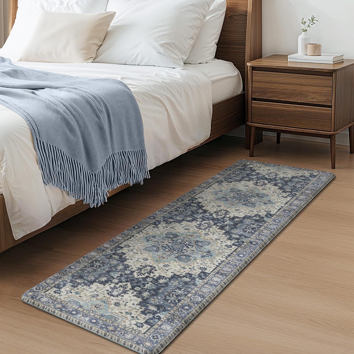 imageGENIMO Kitchen Mats for Floor 2PCs Washable Anti Fatigue Mat for Cushioned 173quotx47quot173quotx30quot Waterproof Kitchen Rugs Non Slip Comfort Standing Mat Rug for Home Sink Laundry Light GreenCenter Blue