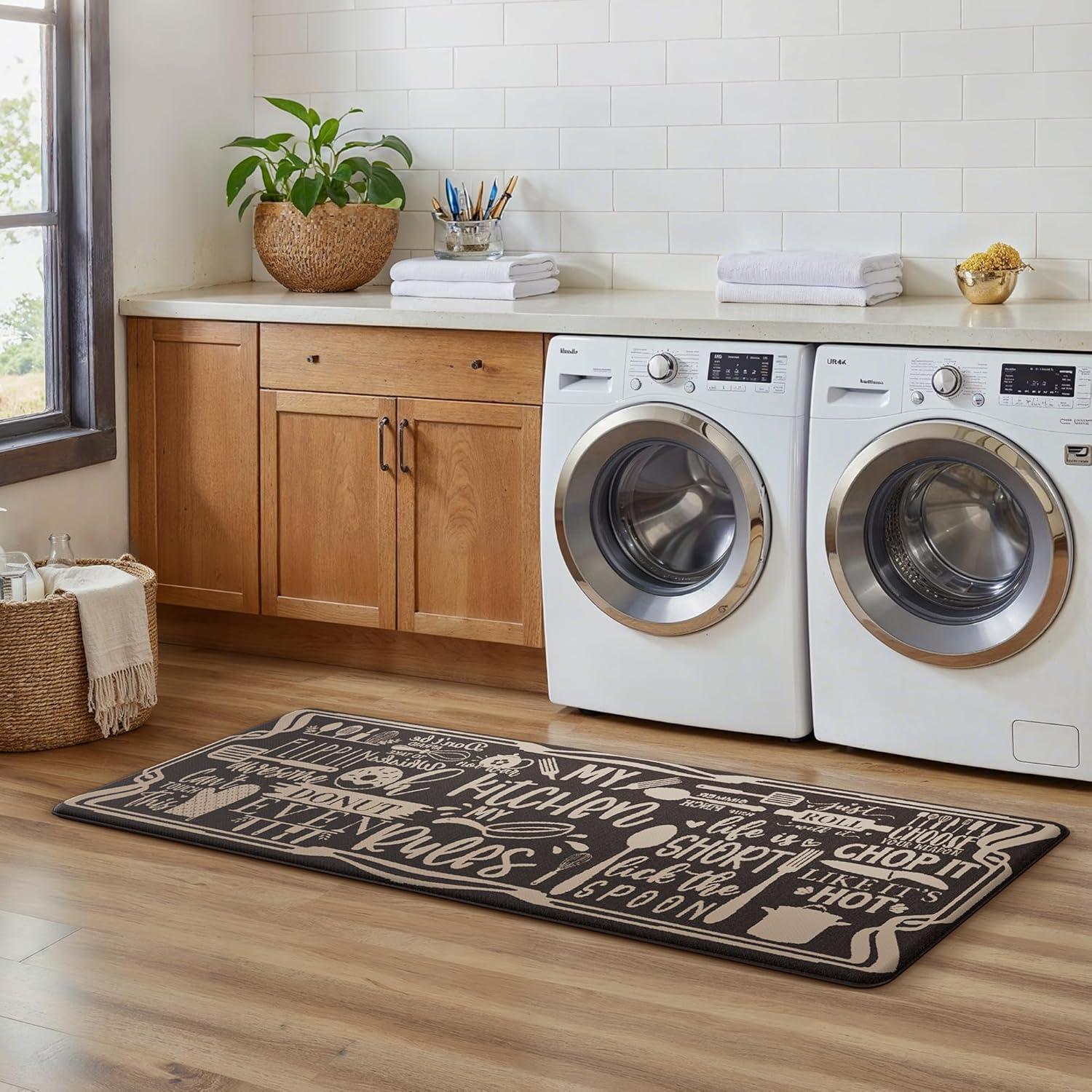 imageGENIMO Kitchen Mats for Floor 2PCs Washable Anti Fatigue Mat for Cushioned 173quotx47quot173quotx30quot Waterproof Kitchen Rugs Non Slip Comfort Standing Mat Rug for Home Sink Laundry Light GreenRulescoffee