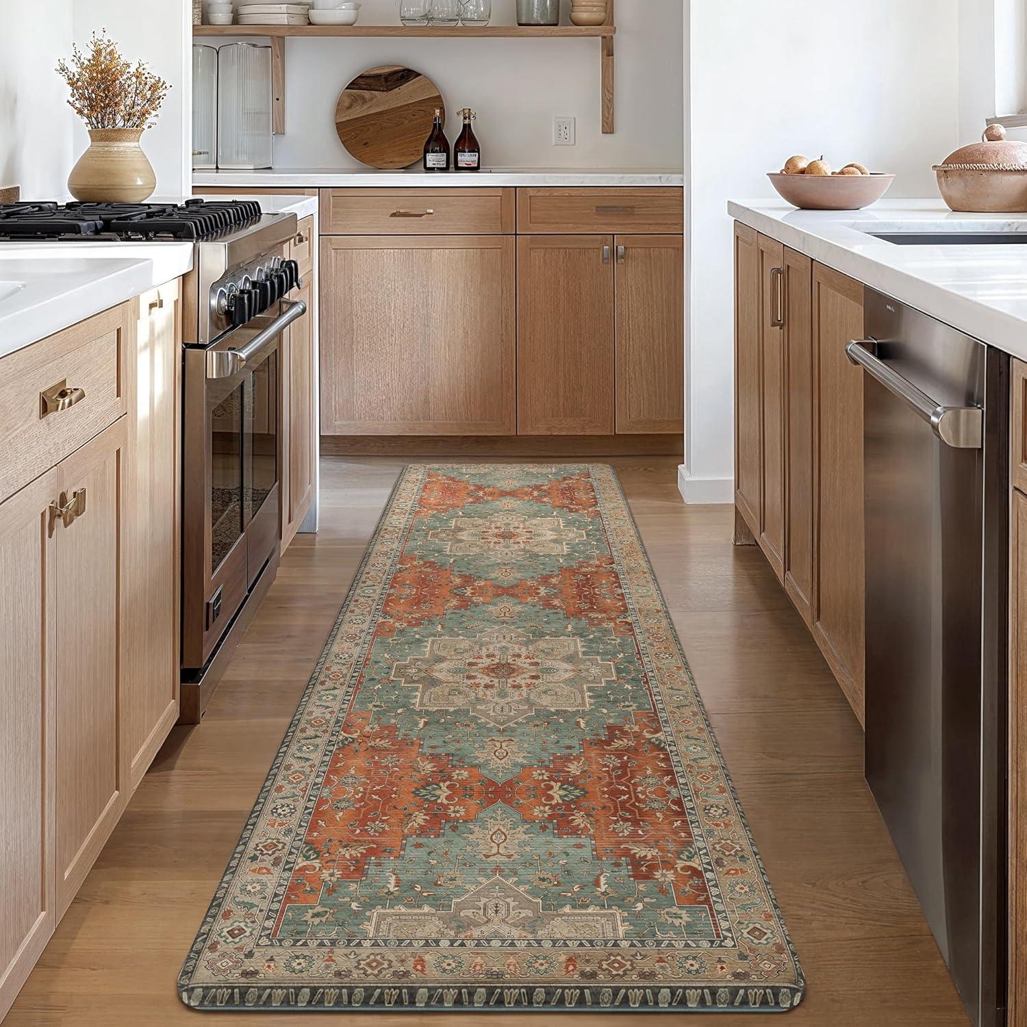 imageGENIMO Kitchen Mats for Floor 2PCs Washable Anti Fatigue Mat for Cushioned 173quotx47quot173quotx30quot Waterproof Kitchen Rugs Non Slip Comfort Standing Mat Rug for Home Sink Laundry Light GreenMulti Color