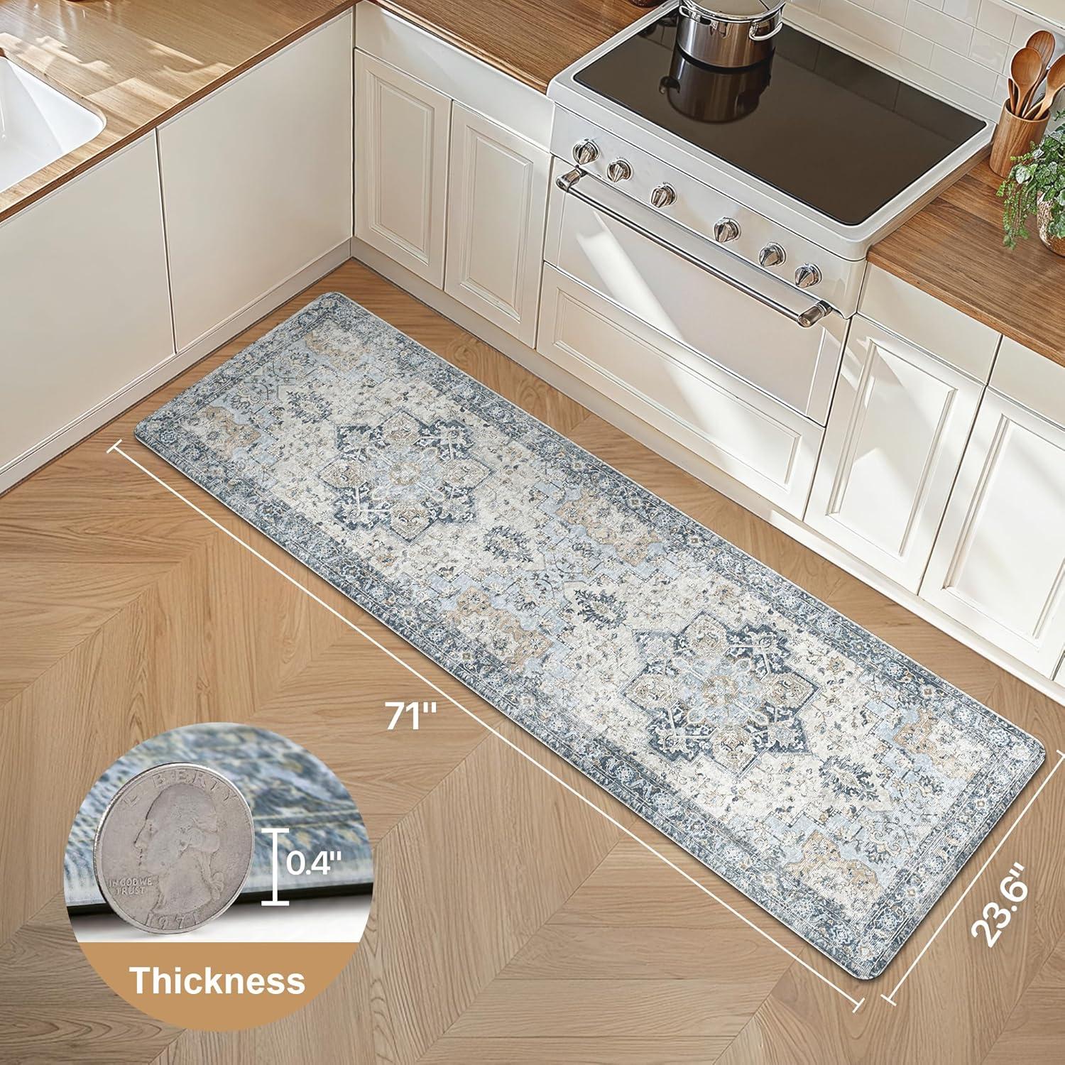 imageGENIMO Kitchen Mats for Floor 2PCs Washable Anti Fatigue Mat for Cushioned 173quotx47quot173quotx30quot Waterproof Kitchen Rugs Non Slip Comfort Standing Mat Rug for Home Sink Laundry Light GreenLight Blue