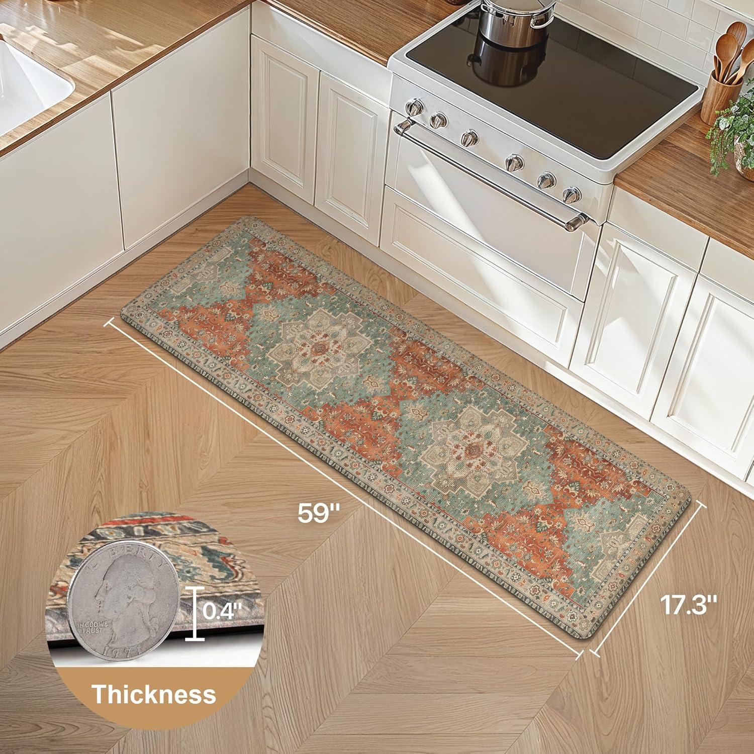 imageGENIMO Kitchen Mats for Floor 2PCs Washable Anti Fatigue Mat for Cushioned 173quotx47quot173quotx30quot Waterproof Kitchen Rugs Non Slip Comfort Standing Mat Rug for Home Sink Laundry Light GreenMulti Color