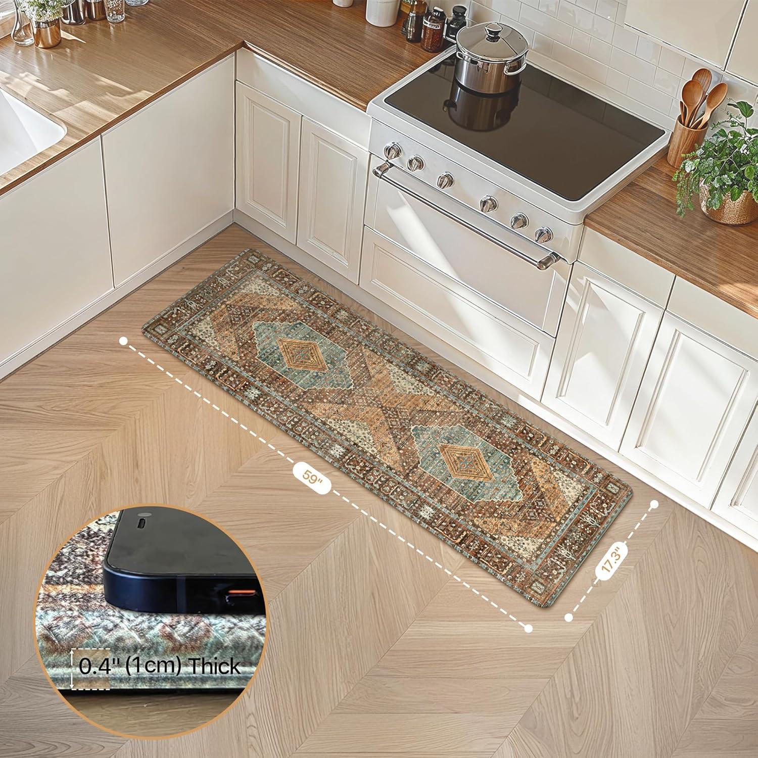 imageGENIMO Kitchen Mats for Floor 2PCs Washable Anti Fatigue Mat for Cushioned 173quotx47quot173quotx30quot Waterproof Kitchen Rugs Non Slip Comfort Standing Mat Rug for Home Sink Laundry Light GreenBrick