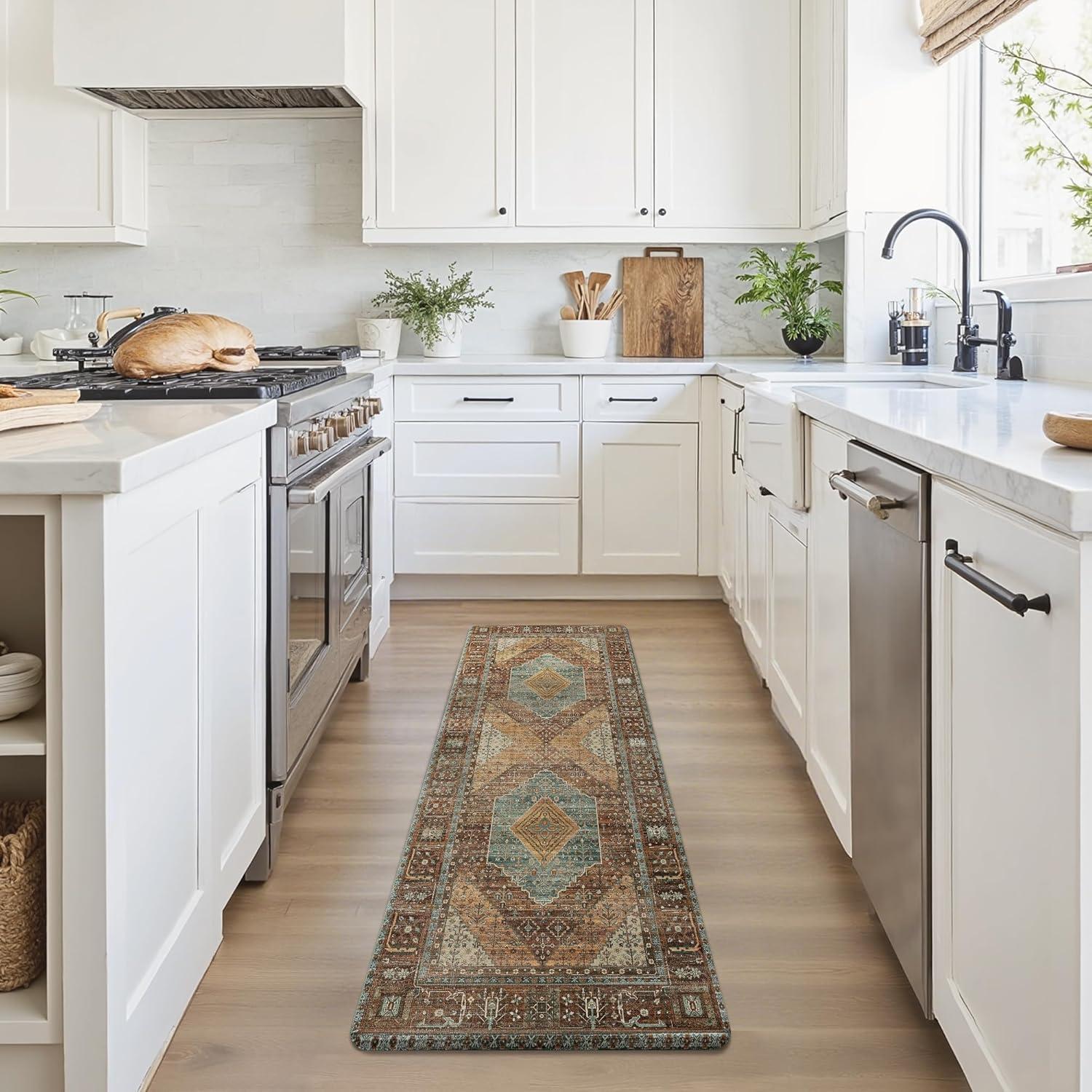imageGENIMO Kitchen Mats for Floor 2PCs Washable Anti Fatigue Mat for Cushioned 173quotx47quot173quotx30quot Waterproof Kitchen Rugs Non Slip Comfort Standing Mat Rug for Home Sink Laundry Light GreenBrick