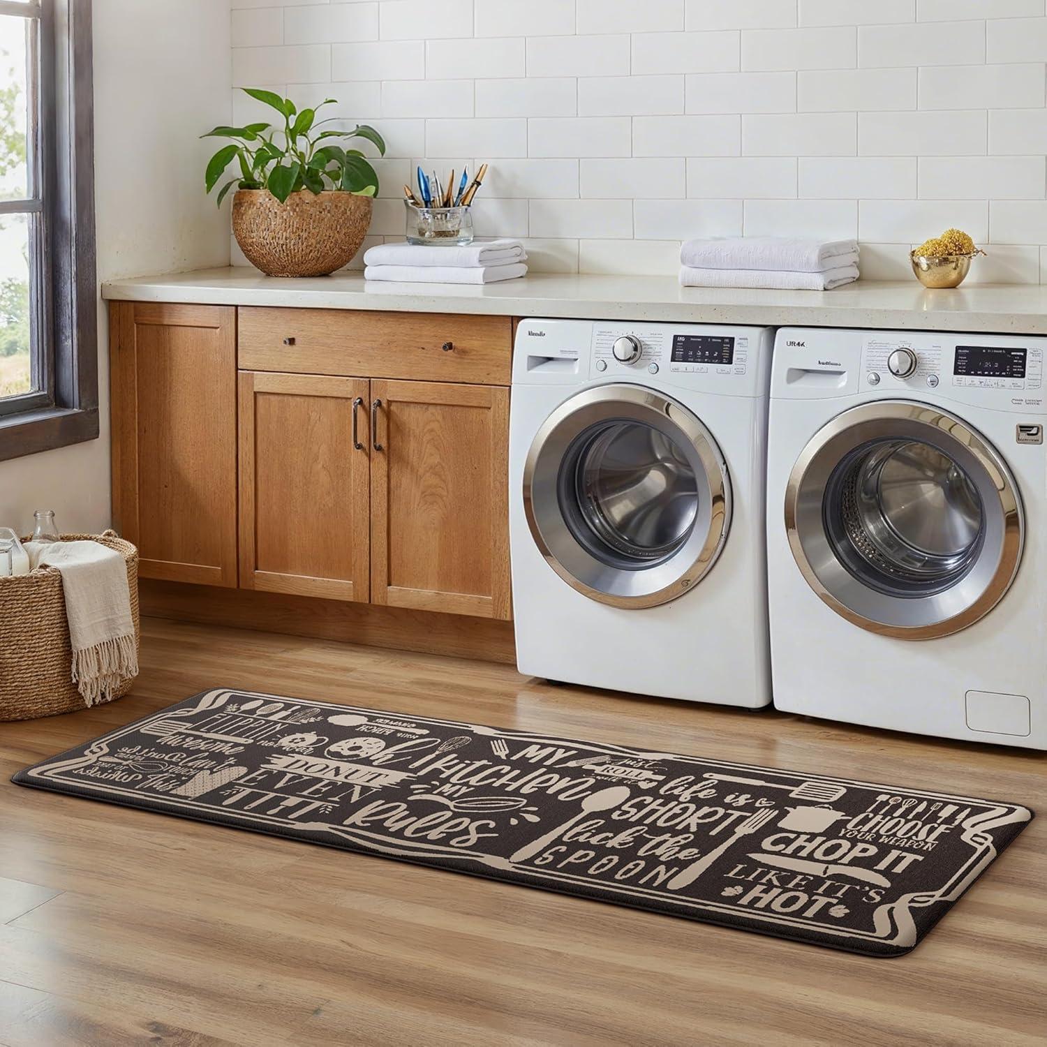 imageGENIMO Kitchen Mats for Floor 2PCs Washable Anti Fatigue Mat for Cushioned 173quotx47quot173quotx30quot Waterproof Kitchen Rugs Non Slip Comfort Standing Mat Rug for Home Sink Laundry Light GreenRulescoffee