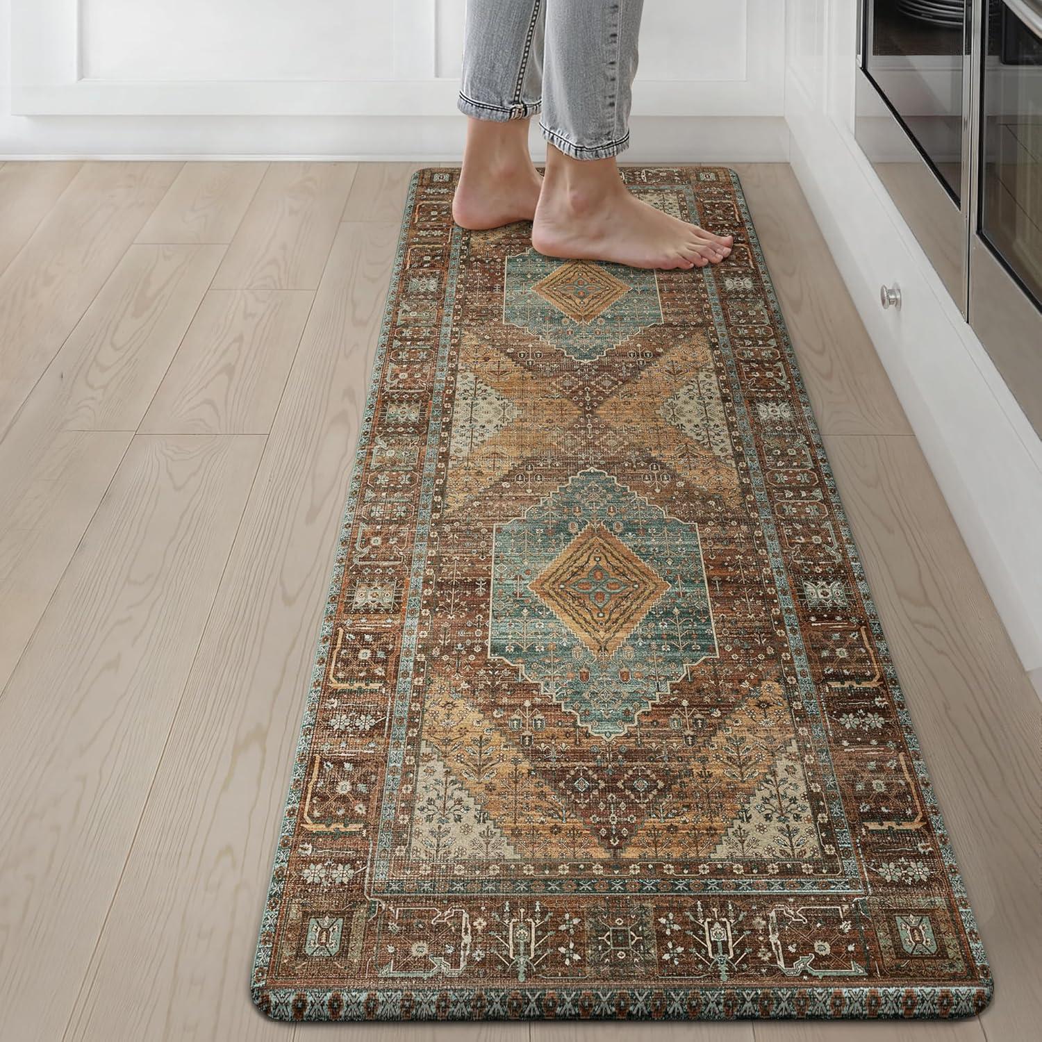 imageGENIMO Kitchen Mats for Floor 2PCs Washable Anti Fatigue Mat for Cushioned 173quotx47quot173quotx30quot Waterproof Kitchen Rugs Non Slip Comfort Standing Mat Rug for Home Sink Laundry Light GreenBrick