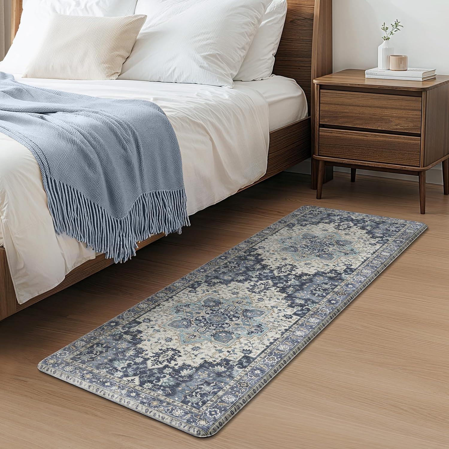 imageGENIMO Kitchen Mats for Floor 2PCs Washable Anti Fatigue Mat for Cushioned 173quotx47quot173quotx30quot Waterproof Kitchen Rugs Non Slip Comfort Standing Mat Rug for Home Sink Laundry Light GreenCenter Blue