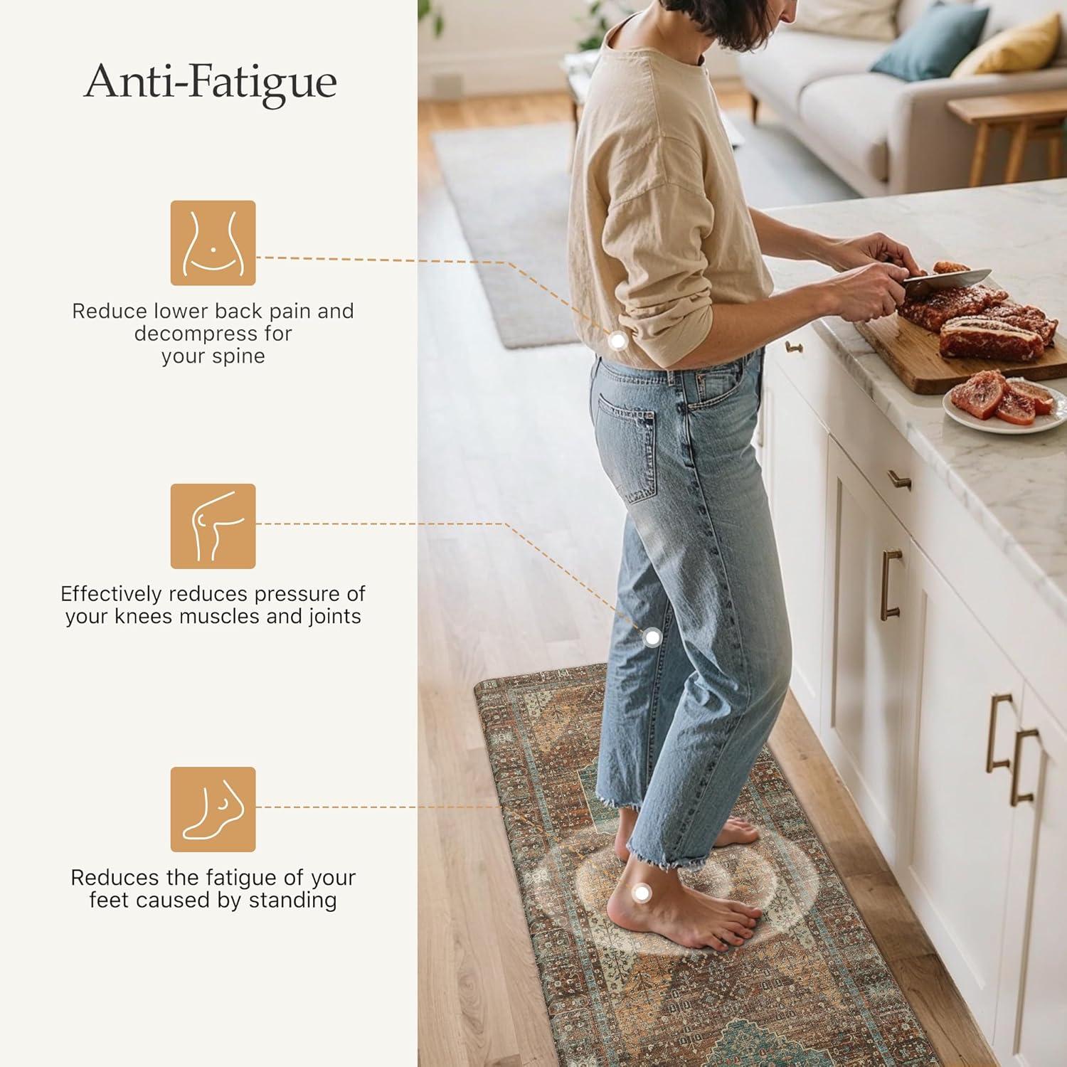imageGENIMO Kitchen Mats for Floor 2PCs Washable Anti Fatigue Mat for Cushioned 173quotx47quot173quotx30quot Waterproof Kitchen Rugs Non Slip Comfort Standing Mat Rug for Home Sink Laundry Light GreenBrick