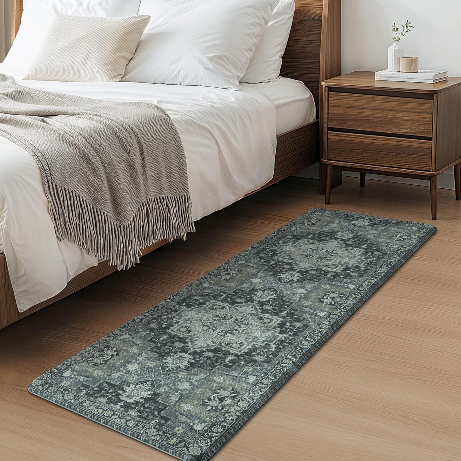imageGENIMO Kitchen Mats for Floor 2PCs Washable Anti Fatigue Mat for Cushioned 173quotx47quot173quotx30quot Waterproof Kitchen Rugs Non Slip Comfort Standing Mat Rug for Home Sink Laundry Light GreenDark Gray