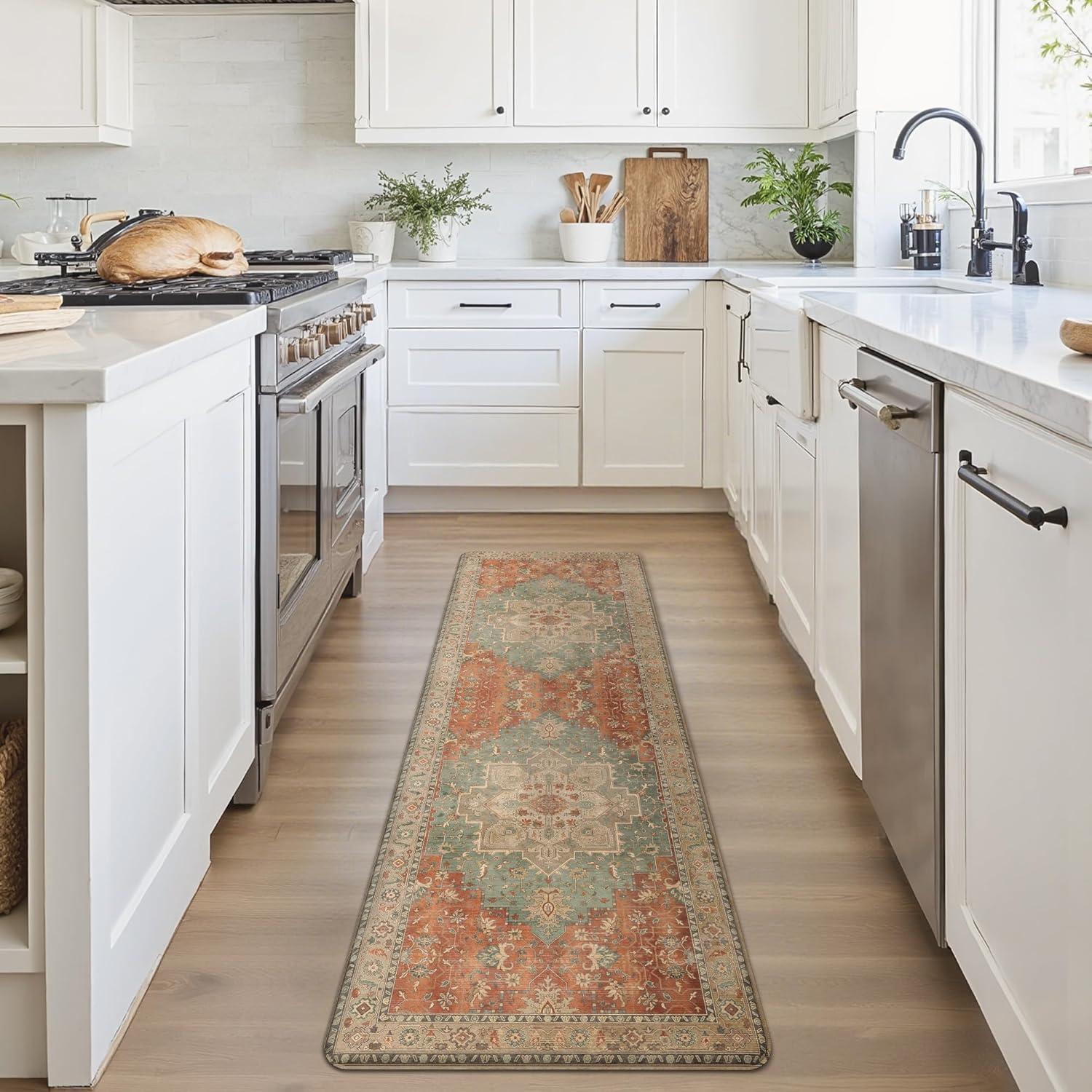 imageGENIMO Kitchen Mats for Floor 2PCs Washable Anti Fatigue Mat for Cushioned 173quotx47quot173quotx30quot Waterproof Kitchen Rugs Non Slip Comfort Standing Mat Rug for Home Sink Laundry Light GreenMulti Color
