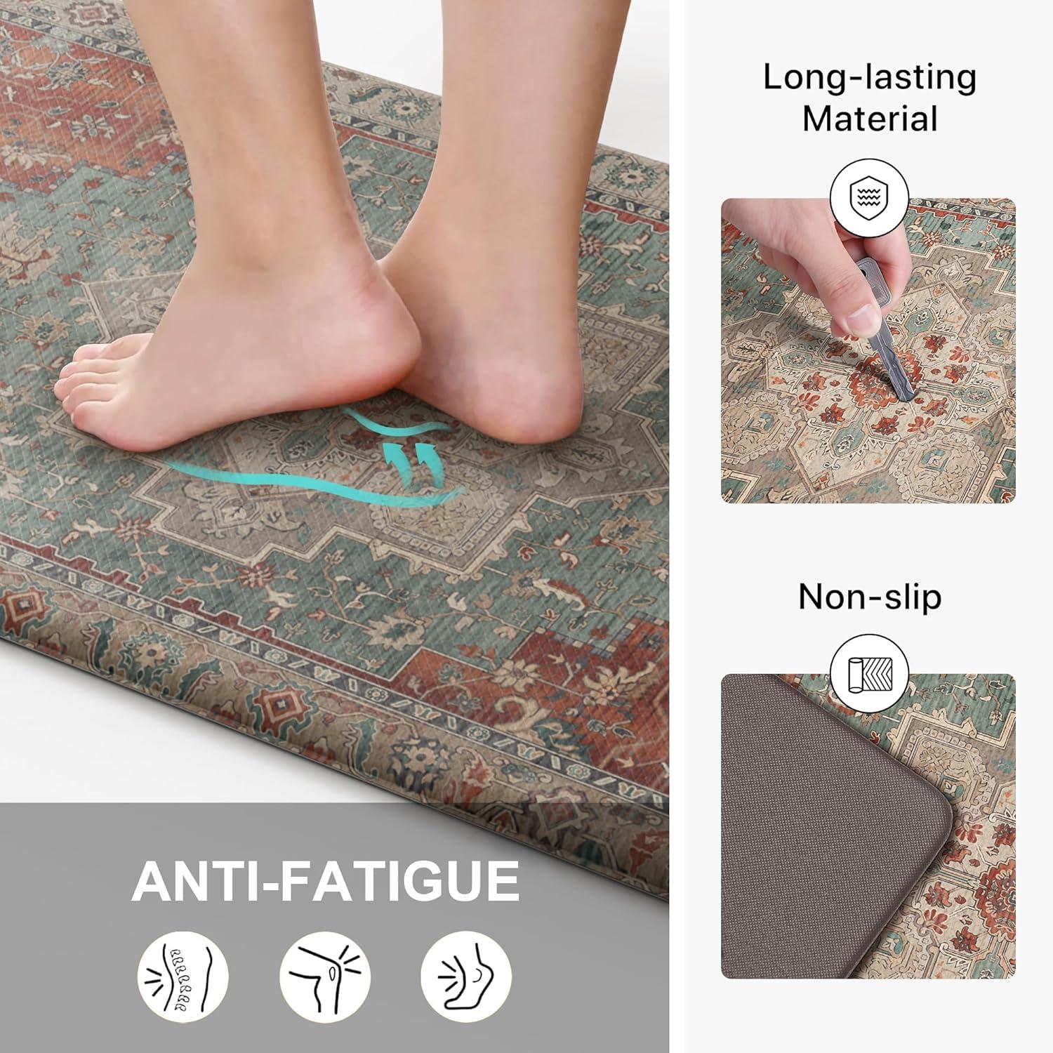 imageGENIMO Kitchen Mats for Floor 2PCs Washable Anti Fatigue Mat for Cushioned 173quotx47quot173quotx30quot Waterproof Kitchen Rugs Non Slip Comfort Standing Mat Rug for Home Sink Laundry Light GreenMulti Color