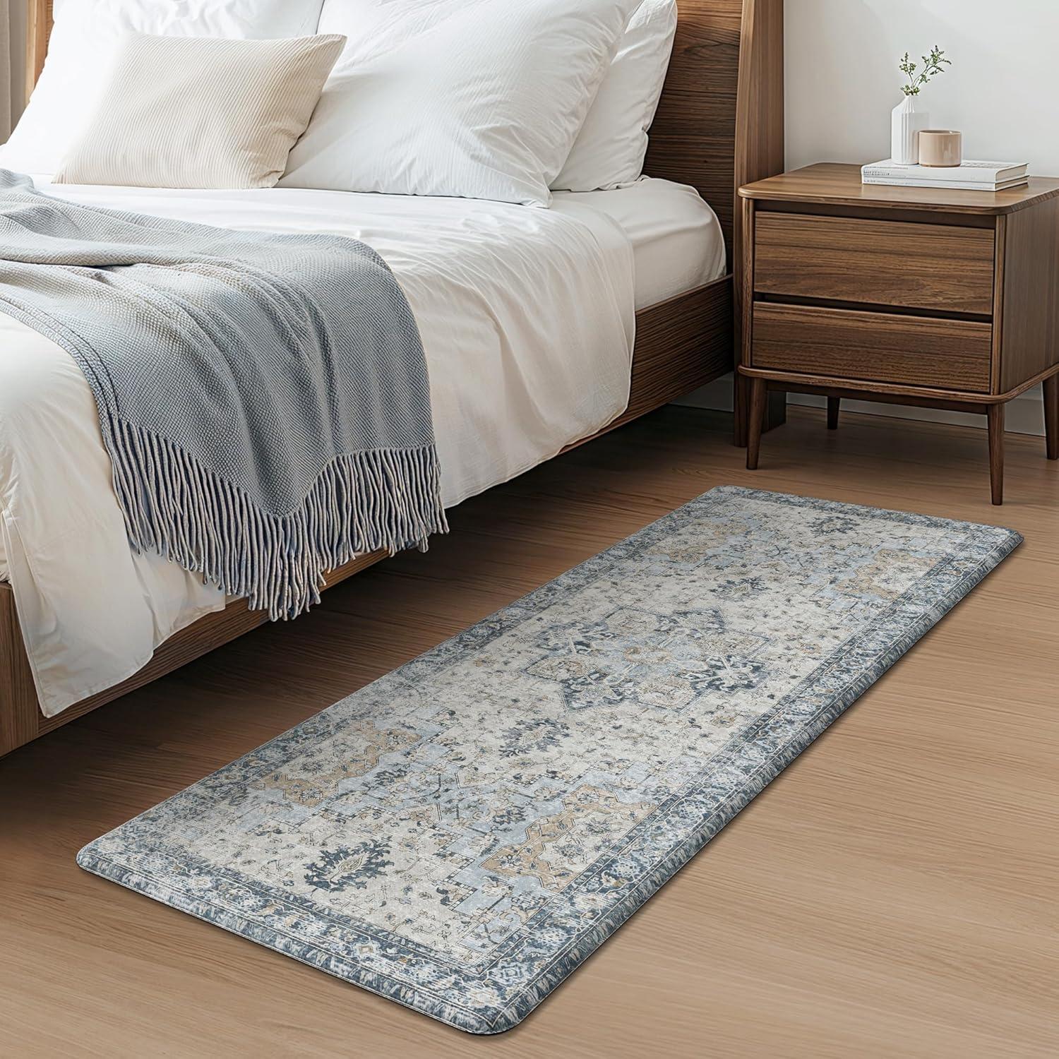 imageGENIMO Kitchen Mats for Floor 2PCs Washable Anti Fatigue Mat for Cushioned 173quotx47quot173quotx30quot Waterproof Kitchen Rugs Non Slip Comfort Standing Mat Rug for Home Sink Laundry Light GreenLight Blue