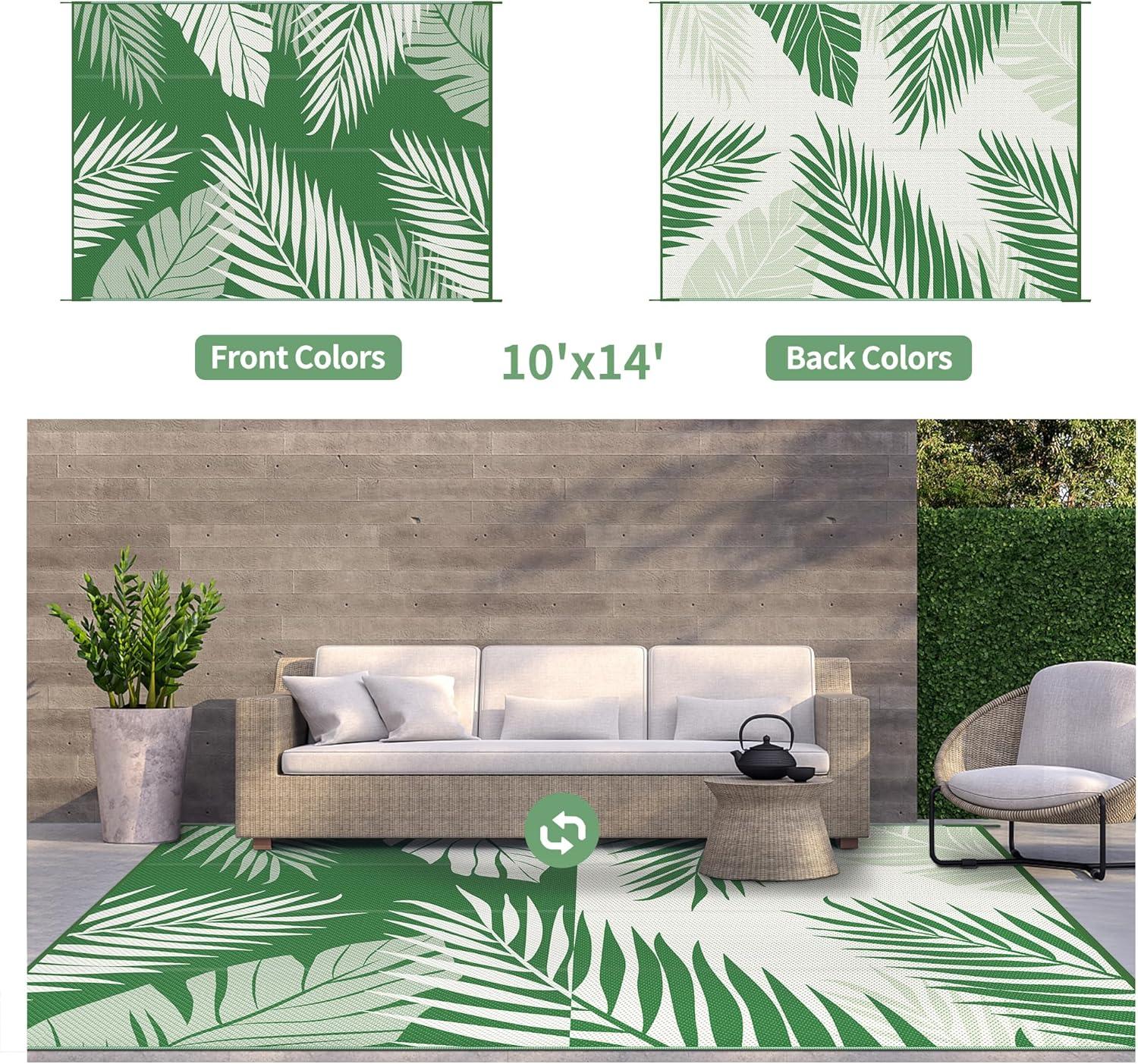 imageGENIMO Outdoor Rug 5 x 8 Waterproof for Patios Clearance Reversible Plastic Straw Camping Carpet Large Area Rugs Mats for RV Picnic Backyard Deck Balcony Porch Beach GreyampampWhiteDarkgreen White Waterproof