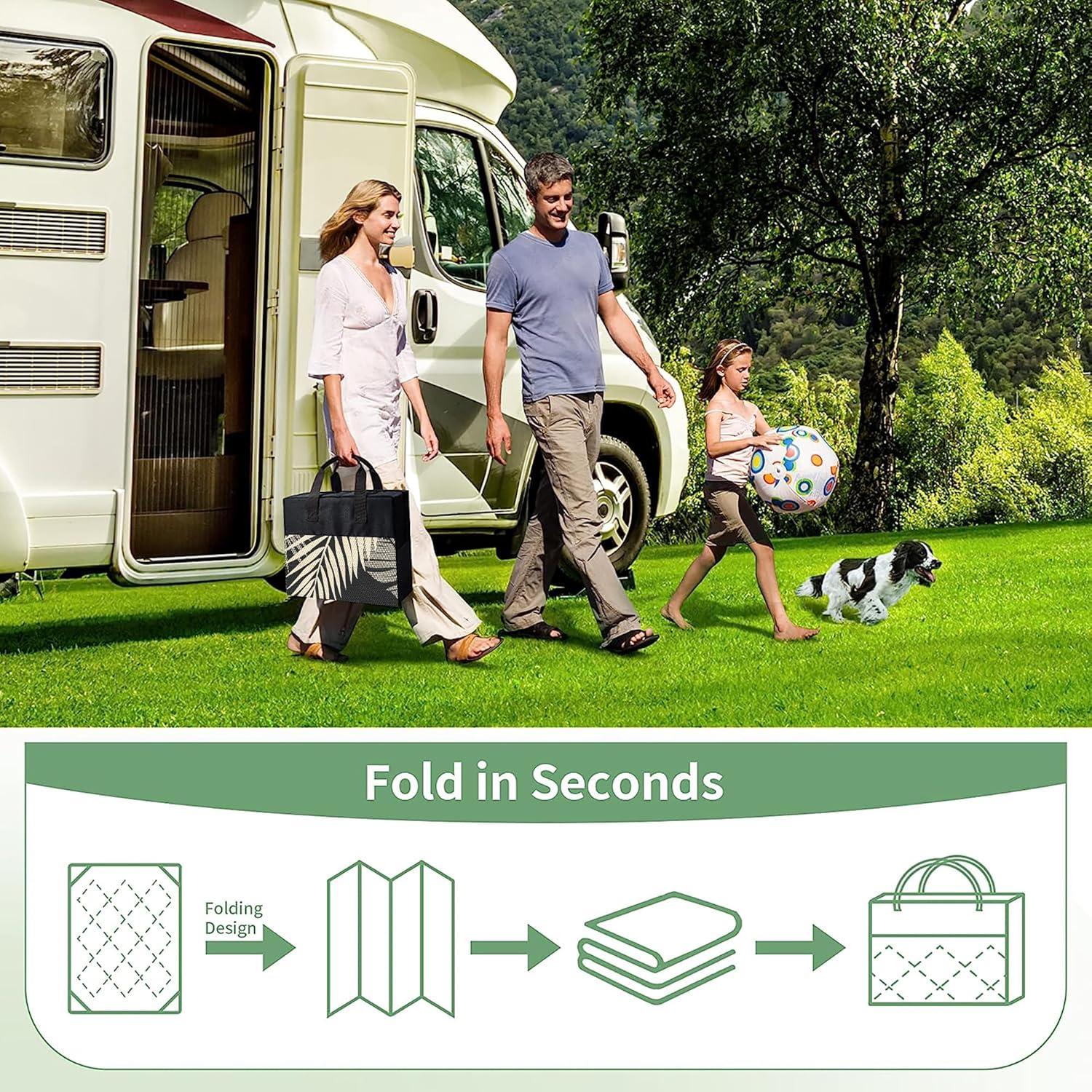 imageGENIMO Outdoor Rug 5 x 8 Waterproof for Patios Clearance Reversible Plastic Straw Camping Carpet Large Area Rugs Mats for RV Picnic Backyard Deck Balcony Porch Beach GreyampampWhiteBlack Beige Waterproof