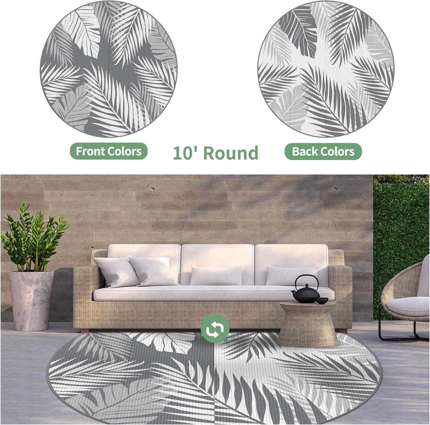 imageGENIMO Outdoor Rug 5 x 8 Waterproof for Patios Clearance Reversible Plastic Straw Camping Carpet Large Area Rugs Mats for RV Picnic Backyard Deck Balcony Porch Beach GreyampampWhiteGrey White Waterproof