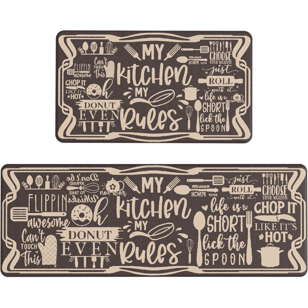 imageGENIMO Kitchen Mats for Floor 2PCs Washable Anti Fatigue Mat for Cushioned 173quotx47quot173quotx30quot Waterproof Kitchen Rugs Non Slip Comfort Standing Mat Rug for Home Sink Laundry Light GreenRulescoffee