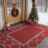 GENIMO 5′ x 8′ Outdoor Rug Waterproof for Patio Decor, Foldable Reversible Plastic Straw Area Rugs Mat for Camper, Outside Carpet for Rv, Deck, Porch, Picnic, Beach, Balcony, Blue & White(Red & Grey)