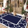 GENIMO 5′ x 8′ Outdoor Rug Waterproof for Patio Decor, Foldable Reversible Plastic Straw Area Rugs Mat for Camper, Outside Carpet for Rv, Deck, Porch, Picnic, Beach, Balcony, Blue & White(Navy Blue & White)