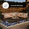 GENIMO 5′ x 8′ Outdoor Rug Waterproof for Patio Decor, Foldable Reversible Plastic Straw Area Rugs Mat for Camper, Outside Carpet for Rv, Deck, Porch, Picnic, Beach, Balcony, Blue & White(Blue& White | Led)
