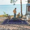 GENIMO 5′ x 8′ Outdoor Rug Waterproof for Patio Decor, Foldable Reversible Plastic Straw Area Rugs Mat for Camper, Outside Carpet for Rv, Deck, Porch, Picnic, Beach, Balcony, Blue & White(Blue & Grey)