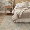 GENIMO 6×9 Washable Area Rug, Non-Slip Vintage Boho Floral Carpet, Soft Low-Pile Thin Living Room Rug for Bedroom, Dining Room, Nursery, Dark Green(Beige Pink)