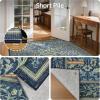 GENIMO 6×9 Washable Area Rug, Non-Slip Vintage Boho Floral Carpet, Soft Low-Pile Thin Living Room Rug for Bedroom, Dining Room, Nursery, Dark Green(Dark Blue)