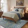 GENIMO 6×9 Washable Area Rug, Non-Slip Vintage Boho Floral Carpet, Soft Low-Pile Thin Living Room Rug for Bedroom, Dining Room, Nursery, Dark Green(Dark Blue)