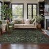 GENIMO 6×9 Washable Area Rug, Non-Slip Vintage Boho Floral Carpet, Soft Low-Pile Thin Living Room Rug for Bedroom, Dining Room, Nursery, Dark Green(Dark Green)