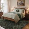 GENIMO 6×9 Washable Area Rug, Non-Slip Vintage Boho Floral Carpet, Soft Low-Pile Thin Living Room Rug for Bedroom, Dining Room, Nursery, Dark Green(Dark Green)