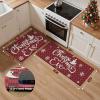 GENIMO Kitchen Mats for Floor 2PCs, Washable Anti Fatigue Mat for Cushioned, 17.3″x47″+17.3″x30″, Waterproof Kitchen Rugs, Non Slip Comfort Standing Mat Rug for Home, Sink, Laundry, Light Green(Red White)