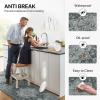 GENIMO Kitchen Mats for Floor 2PCs, Washable Anti Fatigue Mat for Cushioned, 17.3″x47″+17.3″x30″, Waterproof Kitchen Rugs, Non Slip Comfort Standing Mat Rug for Home, Sink, Laundry, Light Green(Dark Gray)