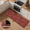 GENIMO Kitchen Mats for Floor 2PCs, Washable Anti Fatigue Mat for Cushioned, 17.3″x47″+17.3″x30″, Waterproof Kitchen Rugs, Non Slip Comfort Standing Mat Rug for Home, Sink, Laundry, Light Green(Christmas Red)