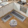 GENIMO Kitchen Mats for Floor 2PCs, Washable Anti Fatigue Mat for Cushioned, 17.3″x47″+17.3″x30″, Waterproof Kitchen Rugs, Non Slip Comfort Standing Mat Rug for Home, Sink, Laundry, Light Green(Dark Grey)