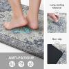 GENIMO Kitchen Mats for Floor 2PCs, Washable Anti Fatigue Mat for Cushioned, 17.3″x47″+17.3″x30″, Waterproof Kitchen Rugs, Non Slip Comfort Standing Mat Rug for Home, Sink, Laundry, Light Green(Center Blue)