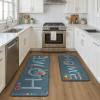 GENIMO Kitchen Mats for Floor 2PCs, Washable Anti Fatigue Mat for Cushioned, 17.3″x47″+17.3″x30″, Waterproof Kitchen Rugs, Non Slip Comfort Standing Mat Rug for Home, Sink, Laundry, Light Green(Home&blue)
