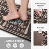 GENIMO Kitchen Mats for Floor 2PCs, Washable Anti Fatigue Mat for Cushioned, 17.3″x47″+17.3″x30″, Waterproof Kitchen Rugs, Non Slip Comfort Standing Mat Rug for Home, Sink, Laundry, Light Green(Rules&coffee)