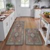 GENIMO Kitchen Mats for Floor 2PCs, Washable Anti Fatigue Mat for Cushioned, 17.3″x47″+17.3″x30″, Waterproof Kitchen Rugs, Non Slip Comfort Standing Mat Rug for Home, Sink, Laundry, Light Green(Red)