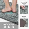 GENIMO Kitchen Mats for Floor 2PCs, Washable Anti Fatigue Mat for Cushioned, 17.3″x47″+17.3″x30″, Waterproof Kitchen Rugs, Non Slip Comfort Standing Mat Rug for Home, Sink, Laundry, Light Green(Dark Gray)