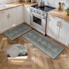 GENIMO Kitchen Mats for Floor 2PCs, Washable Anti Fatigue Mat for Cushioned, 17.3″x47″+17.3″x30″, Waterproof Kitchen Rugs, Non Slip Comfort Standing Mat Rug for Home, Sink, Laundry, Light Green(Grey)