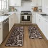 GENIMO Kitchen Mats for Floor 2PCs, Washable Anti Fatigue Mat for Cushioned, 17.3″x47″+17.3″x30″, Waterproof Kitchen Rugs, Non Slip Comfort Standing Mat Rug for Home, Sink, Laundry, Light Green(Rules&coffee)