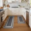 GENIMO Kitchen Mats for Floor 2PCs, Washable Anti Fatigue Mat for Cushioned, 17.3″x47″+17.3″x30″, Waterproof Kitchen Rugs, Non Slip Comfort Standing Mat Rug for Home, Sink, Laundry, Light Green(Dark Grey)
