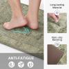 GENIMO Kitchen Mats for Floor 2PCs, Washable Anti Fatigue Mat for Cushioned, 17.3″x47″+17.3″x30″, Waterproof Kitchen Rugs, Non Slip Comfort Standing Mat Rug for Home, Sink, Laundry, Light Green(Tan)