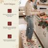 GENIMO Kitchen Mats for Floor 2PCs, Washable Anti Fatigue Mat for Cushioned, 17.3″x47″+17.3″x30″, Waterproof Kitchen Rugs, Non Slip Comfort Standing Mat Rug for Home, Sink, Laundry, Light Green(Red Beige)