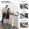 GENIMO Kitchen Mats for Floor 2PCs, Washable Anti Fatigue Mat for Cushioned, 17.3″x47″+17.3″x30″, Waterproof Kitchen Rugs, Non Slip Comfort Standing Mat Rug for Home, Sink, Laundry, Light Green(Rules&black)