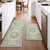 GENIMO Kitchen Mats for Floor 2PCs, Washable Anti Fatigue Mat for Cushioned, 17.3″x47″+17.3″x30″, Waterproof Kitchen Rugs, Non Slip Comfort Standing Mat Rug for Home, Sink, Laundry, Light Green(Light Green)