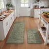 GENIMO Kitchen Mats for Floor 2PCs, Washable Anti Fatigue Mat for Cushioned, 17.3″x47″+17.3″x30″, Waterproof Kitchen Rugs, Non Slip Comfort Standing Mat Rug for Home, Sink, Laundry, Light Green(Tan)