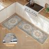 GENIMO Kitchen Mats for Floor 2PCs, Washable Anti Fatigue Mat for Cushioned, 17.3″x47″+17.3″x30″, Waterproof Kitchen Rugs, Non Slip Comfort Standing Mat Rug for Home, Sink, Laundry, Light Green(Blue&salmon)