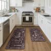 GENIMO Kitchen Mats for Floor 2PCs, Washable Anti Fatigue Mat for Cushioned, 17.3″x47″+17.3″x30″, Waterproof Kitchen Rugs, Non Slip Comfort Standing Mat Rug for Home, Sink, Laundry, Light Green(Kitchen&brown)