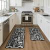 GENIMO Kitchen Mats for Floor 2PCs, Washable Anti Fatigue Mat for Cushioned, 17.3″x47″+17.3″x30″, Waterproof Kitchen Rugs, Non Slip Comfort Standing Mat Rug for Home, Sink, Laundry, Light Green(Rules&black)
